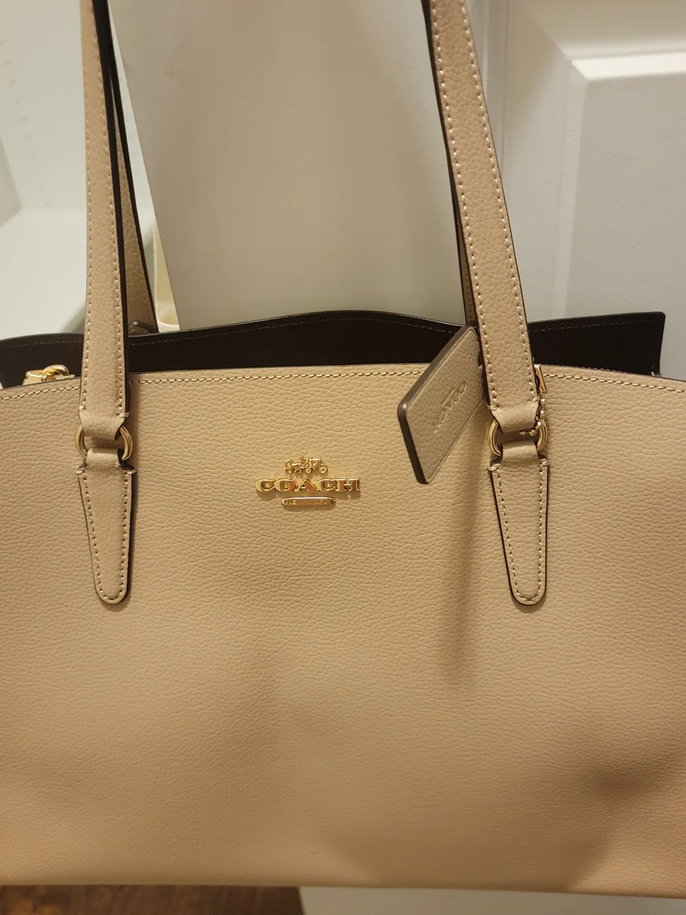COACH Pebble Leather Women’s Wallet Clutch in Beige With Matching Bag NWT